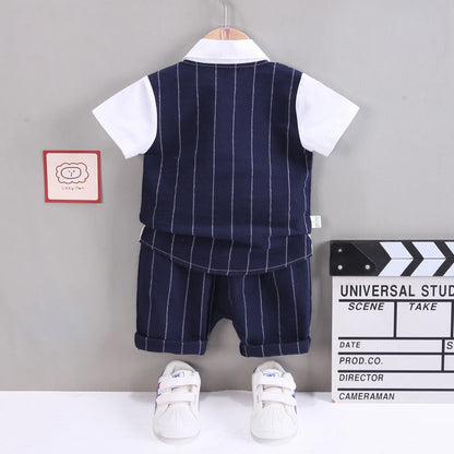 IENENS Baby Clothing Sets Boys Formal Dress Summer Shirt + Shorts Suits Kids Short Sleeve Outfits Toddler Birthday Party Clothes