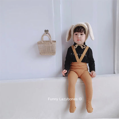Baby Cute Knitted Tights Boys Girls Pantyhose Casual Suspender Tights Infant Toddler Autumn Spring Leggings Solid Color Clothing