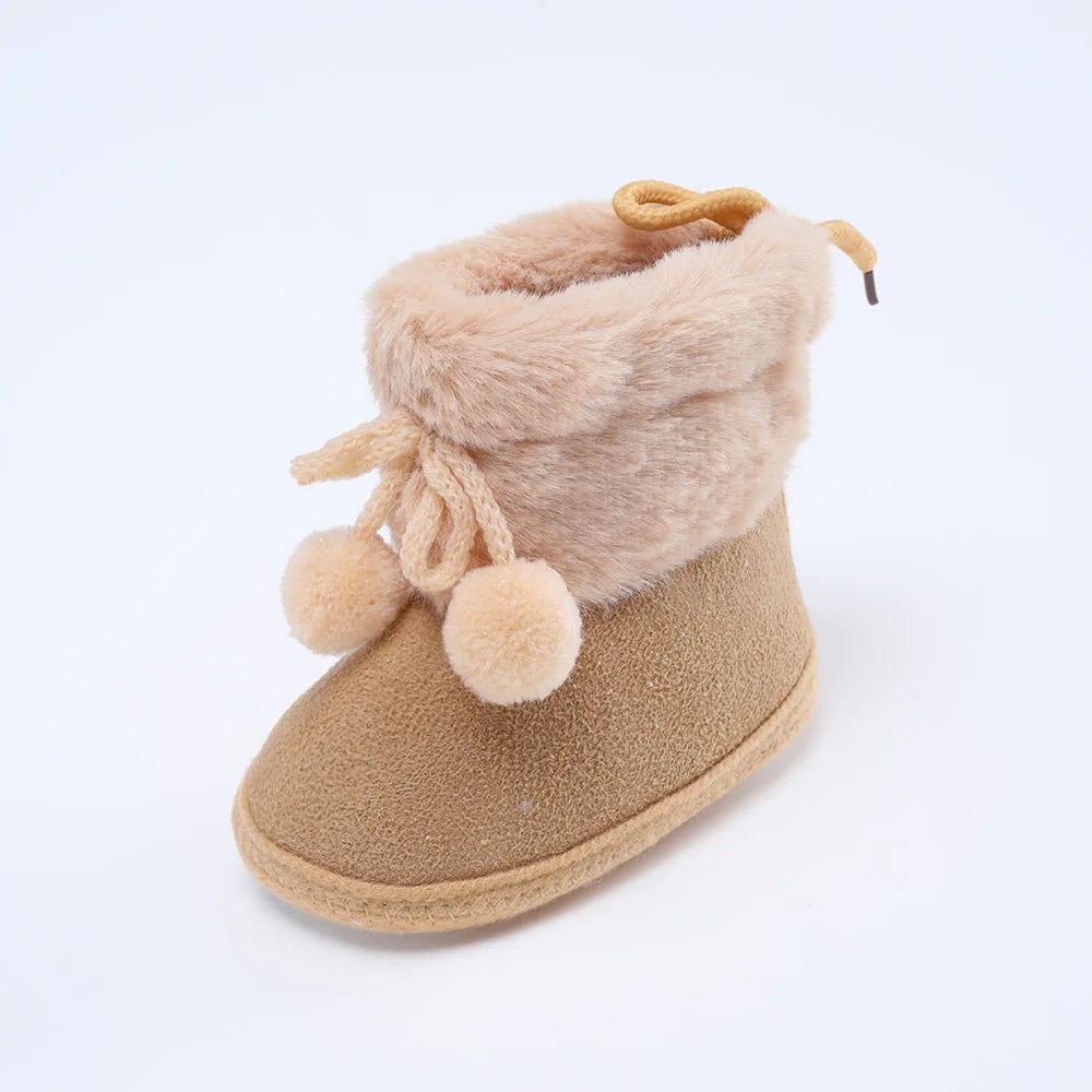 Newborn Toddler Warm Boots Winter First Walkers baby Girls Boys Shoes Soft Sole Fur Snow Booties Kids Snow Boots for 0-18M Bebe