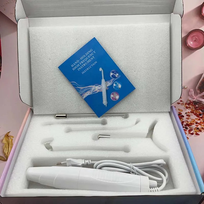 Beauty 5 in 1 High Frequency Electrode Wand Electrotherapy Glass Tube Home Spa Beauty Device Facial Therapy Wand