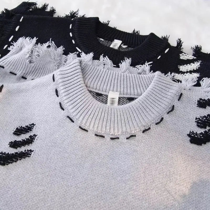 Sweater Vests Men Frayed Raw Edge Comfortable Sleeveless All-match Japanese Style Knitting Leisure Daily Chic Aesthetic Classic