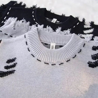 Sweater Vests Men Frayed Raw Edge Comfortable Sleeveless All-match Japanese Style Knitting Leisure Daily Chic Aesthetic Classic