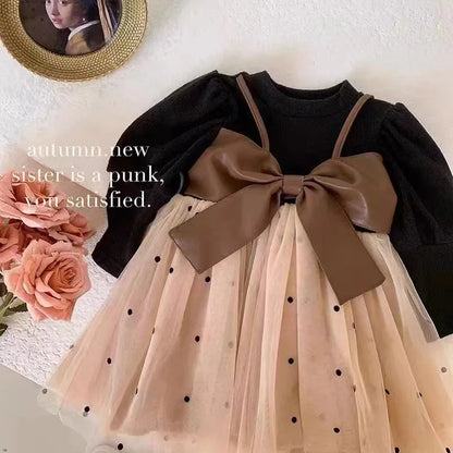 Children's clothing Baby girl Delicate Big Bow Birthday Party Dress Suitable fit 1-3 Year Baby Spring and autumn Fashion Dress