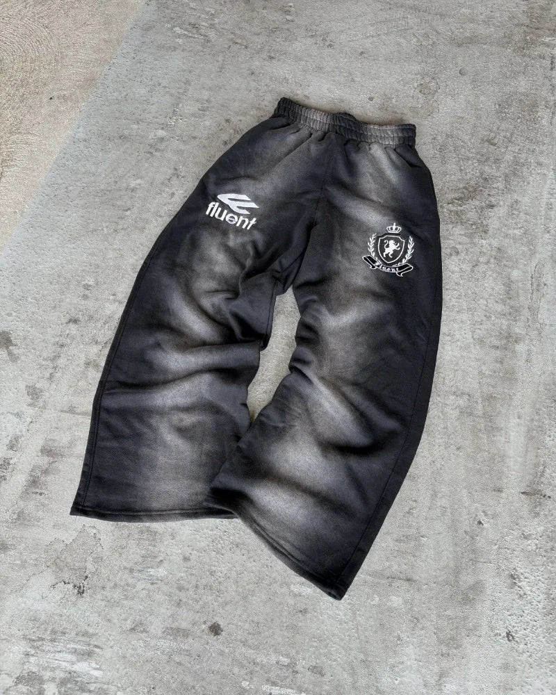 Y2K American retro fashion men sportswear alphabet embroidery zipper hoodie Harajuku street Goth loose couple women casual pants