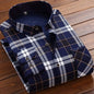 2025 Men's Autumn Winter Casual Fleece Plaid Shirt Fashion Soft Warm Turn Down Collar Long Sleeve Shirt Male High-Quality Tops