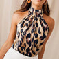 Summer Women Blouse Shirt 2025 Sexy Leopard Print Ladies Tops Halter Blouse Casual Female Sleeveless Women's Tops and Blouse