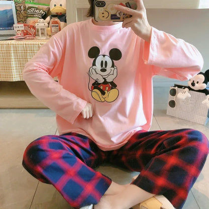 Women's Pajamas Sets Spring Autumn Two-Piece Cute Print Pajama Long Sleeve Pajama Home Clothes Two-piece