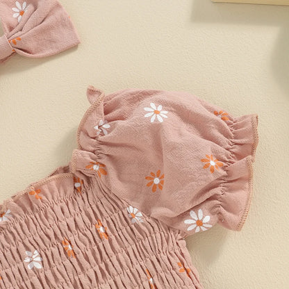 Tregren Infant Baby Girls Valentine's Day Romper Heart Print Long Sleeve Boat Neck Jumpsuits Spring Fall Bodysuits with Headband