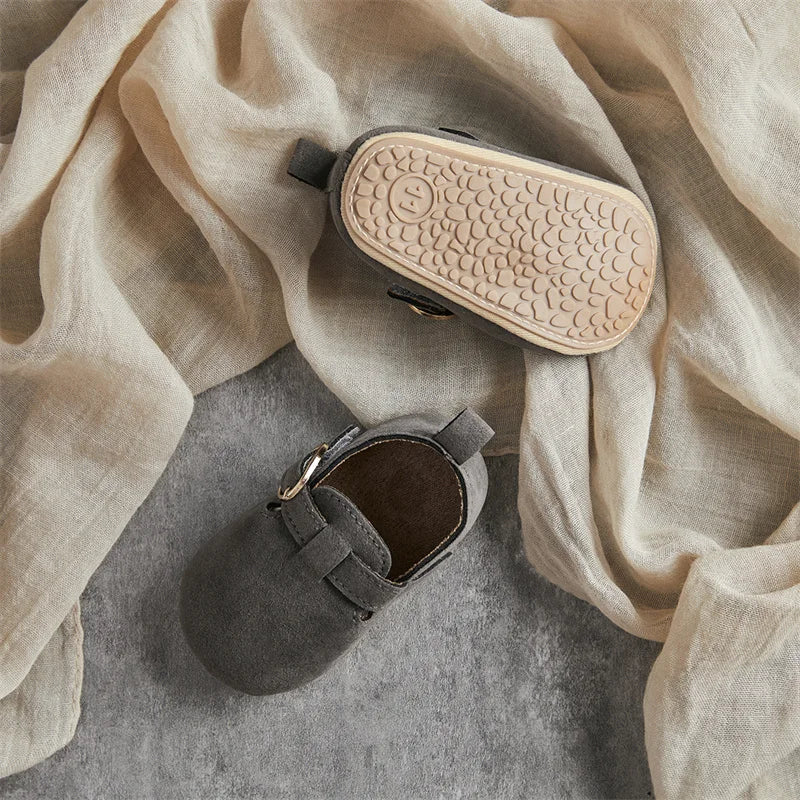 0-18M Newborn Baby First Walking Shoes Soft Cow Suede Sole Rubber Non-slip Walking Shoes Newborn Boys Girls Casual Flats