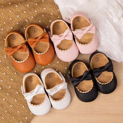 2025 New Baby Girls Shoes Bowknot Party Dress First Walker Anti-slip Non-slip Rubber Sole Infants Girl Crib Shoes