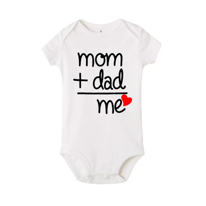 Mom Plus Dad Equals Me Baby Romper Clothes Boy Girl Newborn Bodysuit Toddler Infant Funny Cute Rompers Jumpsuit Outfits