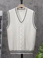 ShiSho original men's striped versatile home casual basic comfortable autumn & winter warm V-neck knitted sweater vest