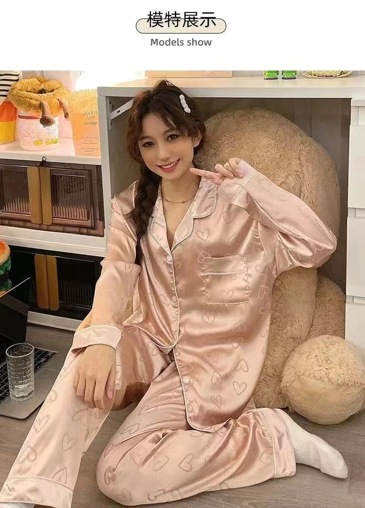 Summer Cool Ladies Faux Silk Polyester PJ Sexy Sling Pajama Sets Home wear Women's Pajamas Female Sleepwear Home wear Gift for GF