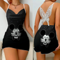 Mini Dress Pajama Skirt Bow Knot Party Dresses Satin Surface Minnie Mouse Disney Mickey Women's Fashion Summer 2025 Elegant Women