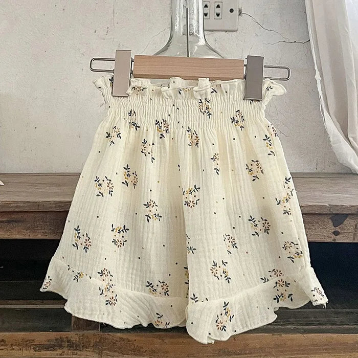 Korean Style Children Clothing Set Short Sleeved Cotton Printed T-Shirt+ Shorts Newborn Baby Girls Clothing Suit For Summer