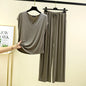 Modal Home wear 2pcs set V-Neck T-shirt sleeveless and Pants summer women's Loose sleepwear suits Solid color Casual Pajamas sets