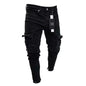 Jeans Men Pants Wash Solid Color Multi Pockets Denim Mid Waist Cargo Jeans Plus Size Fashion Casual Trousers Male Daily Wear
