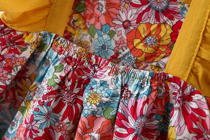 Summer New Girl Baby Strap Dress Fragmented Flower Children's Sleeveless Princess Dress 0-3 Year Old Newborn Comes with Hat