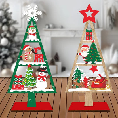Holiday Wooden Decoration Compact Wooden Christmas Tree Wooden Tabletop Christmas Tree Christmas Party Ornament For Shelf Table