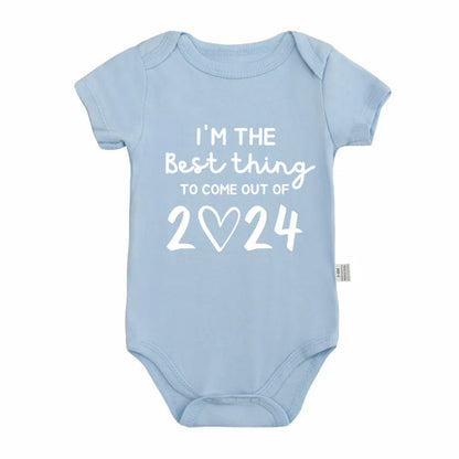 I'm the Best Thing 2024 Newborn Baby Clothes White Cotton Summer Bodysuits for Infants Short Sleeve Boys Girls Romper