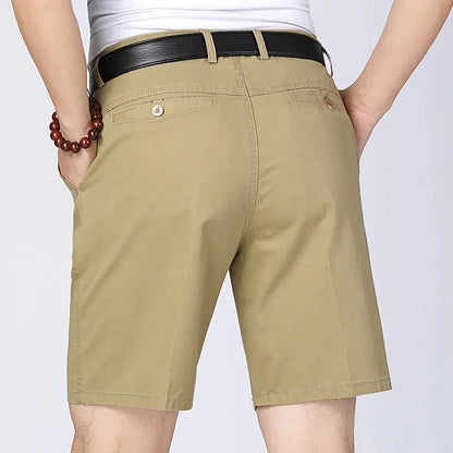 Classic Mens Cotton Shorts Men Stretch Casual Shorts Bermuda Knee Shorts Golf Sports Summer Cool Breathable Shorts Khaki Beige