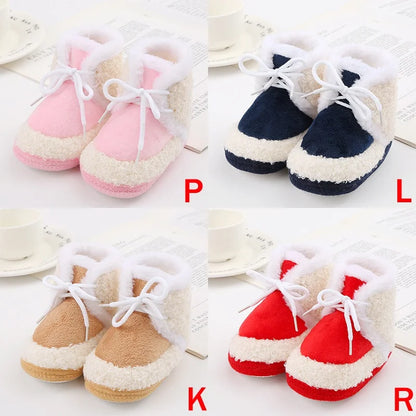 Baby Boots Newborn Winter Plush Snow Booties for Infant Boys Girls Soft Comfortable Lace Up Warming Shoes