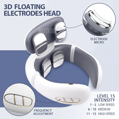 Smart Back Neck Massager with Heating TENS Pulse Cervical Muscle Massage Wireless Shoulder Relief Pain Health Care