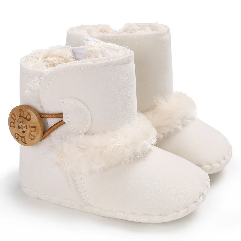 2025 Baby Autumn Winter Boots Baby Girl Boys Winter Warm Shoes Solid Fashion Toddler Fuzzy Balls First Walkers Kid Shoes 0-18M