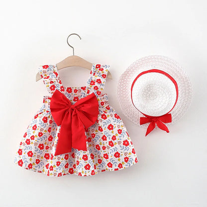 2025 Girls Cute Summer Sleeveless Dress Girl 2Pieces Sets Short Pants + Dress Set Stripe Patten for Baby 6-24M