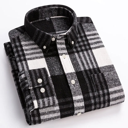 New in shirt plus size 7xl100%cotton long-sleeve shirts for men slim fit casual plain shirt soft kerokan designer plaid clothing