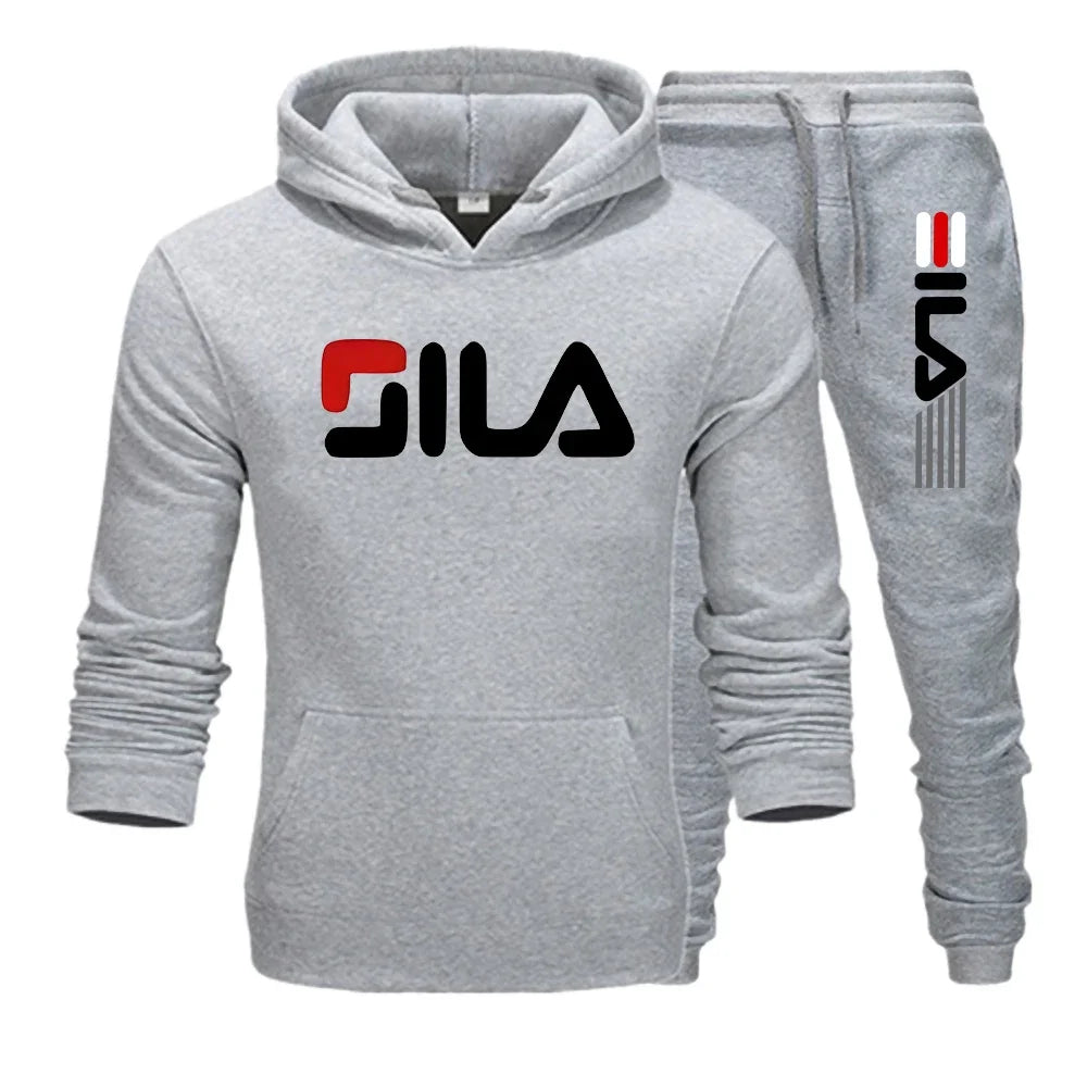 Men's Winter Tracksuit Hoody Hoodies+ Pant High Neck 2-Pcs Set Brand Casual Coldproof Male Sports Cloth Ski Sweat Suit Streetwear