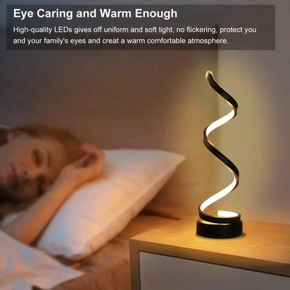 Table Lamps for Living Room, Modern Spiral Dimmable LED Table Lamp, Small Bedside Lamps, Nightstand Lamp for Bedroom Office Home