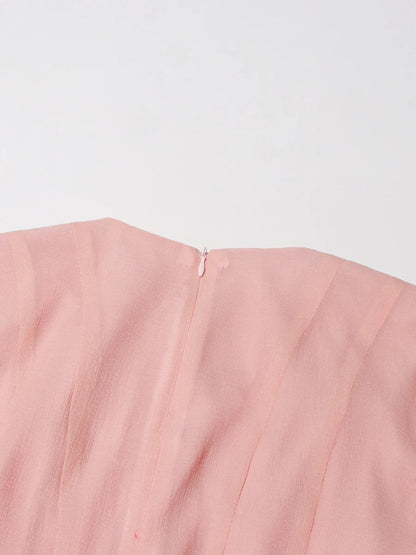 Girl's Dress Irregular Pleated Patchwork Fashion Long Lantern Sleeve Waist Cinching Mini Dress 2025 New