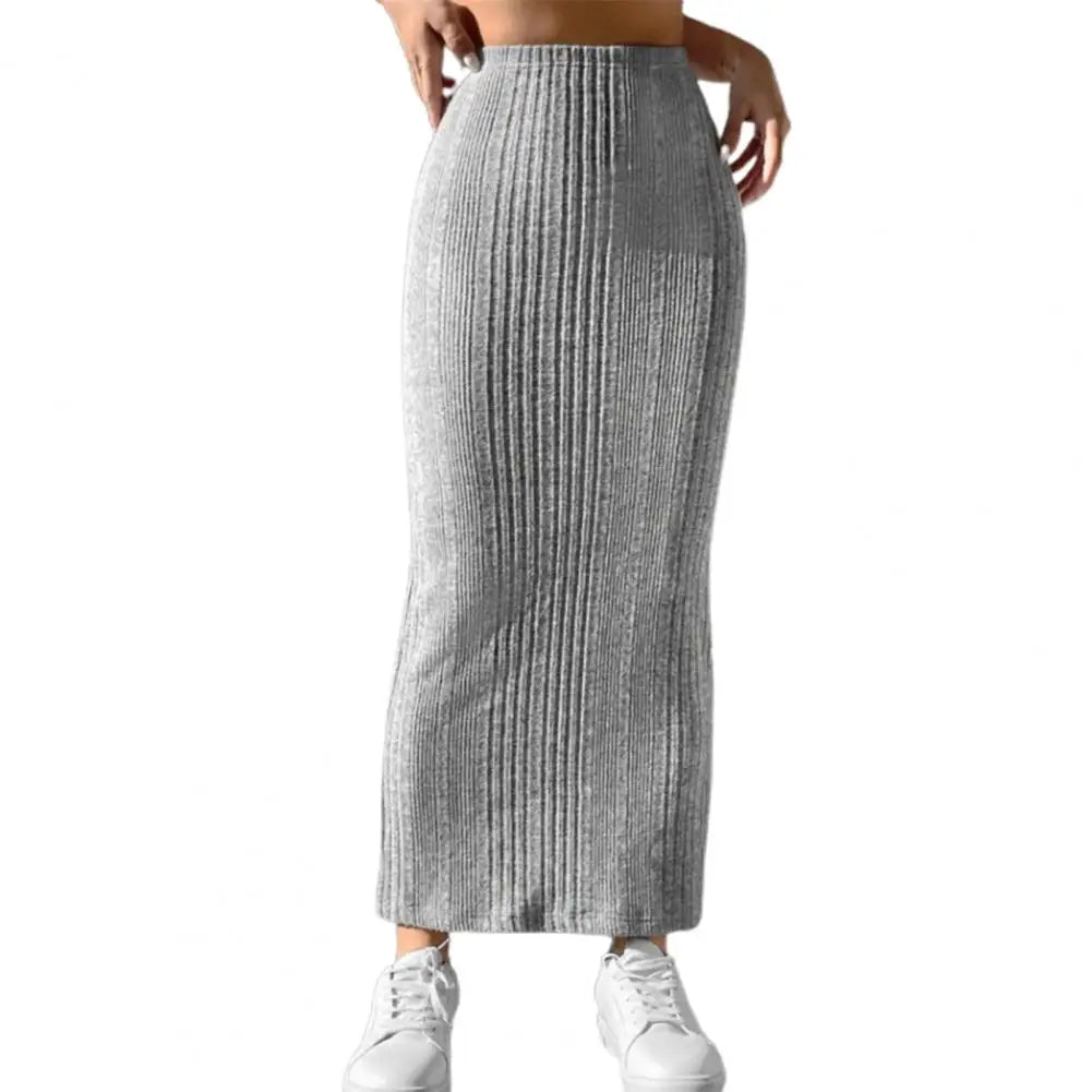 Solid Bodycon Ruched Knitted Long Skirt Women Sexy Black Elastic Elegant High Waist Mermaid Sheath Maxi Skirts Summer Streetwear