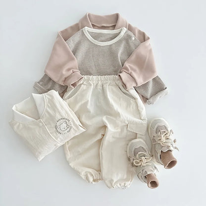 2025 Autumn New Baby Loose Trousers Infant Boy Cargo Pants Toddler Girl Harem Pants Solid Children Casual Pants Kids Clothes