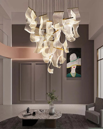 Modern Simple Led Luxurious Duplex Building Large Chandelier Living Room Creative Villa Pendant Lamp Stair Dining Hall Lighting