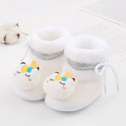 Baywell Baby Boots Newborn Winter Plush Snow Booties for Infant Boys Girls Soft Comfortable Lace Up Warming Shoes