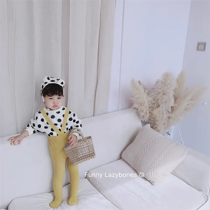 Baby Cute Knitted Tights Boys Girls Pantyhose Casual Suspender Tights Infant Toddler Autumn Spring Leggings Solid Color Clothing