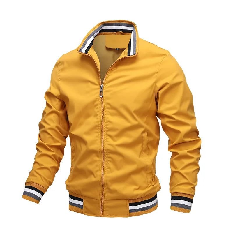 Camel - Men's premium embroidered zippered jacket, casual outdoor sports jacket, fashionable top, spring and autumn, high-quality