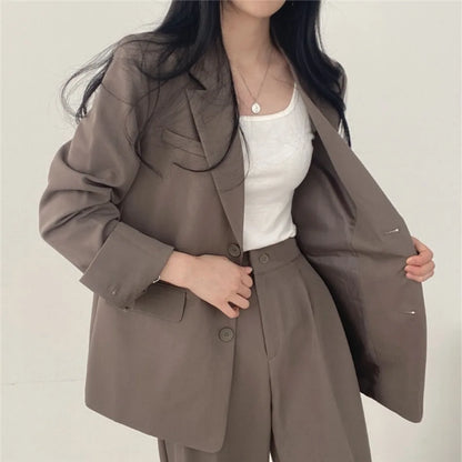 Korean Fashion Spring Women's Suits Casual Top Trousers 2 Piece Sets Women's Outfits Coats Slim Fit Blazers for Women Clothing