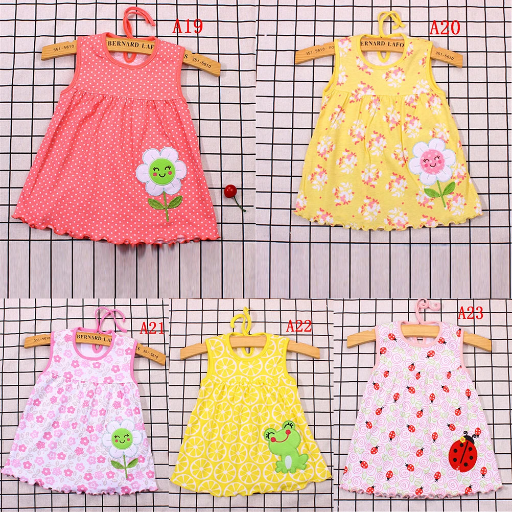 0-24M New born Cotton Flower Sleeveless Dresses Baby Girls Summer Multi Pattern Clothes Kids Princess Dress for 0-2Y Children