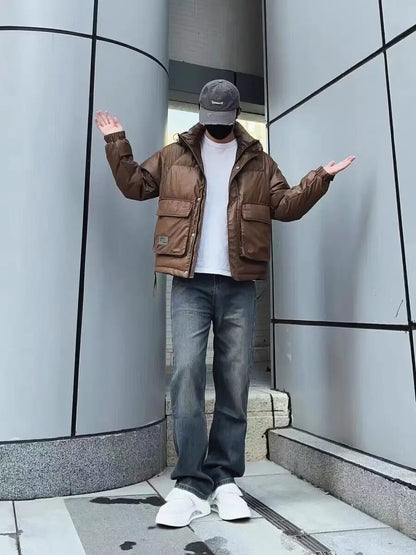 New Retro Washed Large Medium High Waist Men's Straight Blue Men's Trendy Denim Long Pants Men's Clothing Pantalon Homme Jean