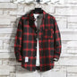 Spring New Korean Style Plaid Shirts Men's Handsome Long-sleeved Loose Casual All-matching Shirt Coats 2025 Trend Men's Clothing