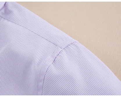 Men's Classic Long Sleeve Solid/striped Basic Dress Shirts Single Patch Pocket Formal Business Regular Fit Office Social Shirt