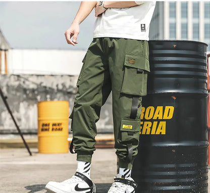 New Hip Hop Joggers Cargo Pants Men Harem Pants Multi-Pocket Ribbons Man Sweatpants Streetwear Casual Men's Pants