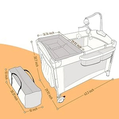 5 in 1 Baby Crib,Baby Bassinet, Bedside Cribs, Pack and Play with Bassinet and Changing Table, Portable Travel Baby Bassinet