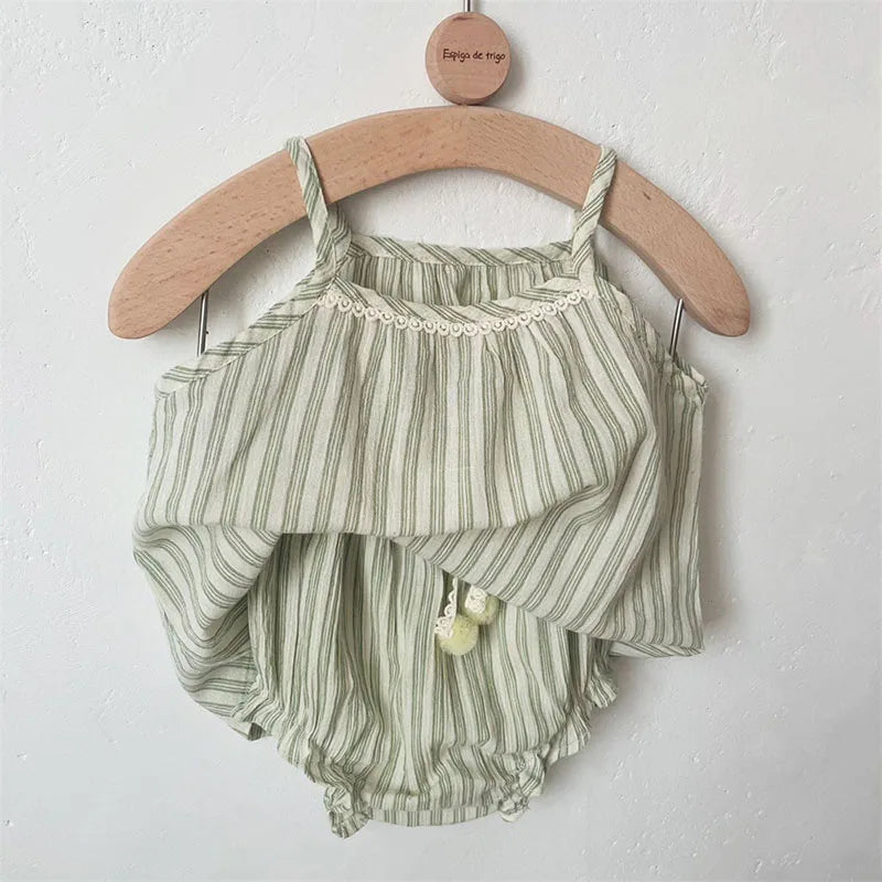 MILANCEL Baby Girls Clothes Striped Camisole And Bloomers 2 Pcs Baby Girls Clothes New born Baby Clothes Set