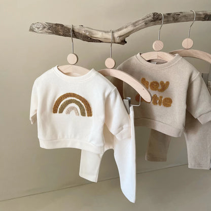 2025 South Korea Two Piece Casual Autumn Infant Set Boys and Girls Casual Long Sleeve Top+Loose Pants Newborn Baby Clothing Set