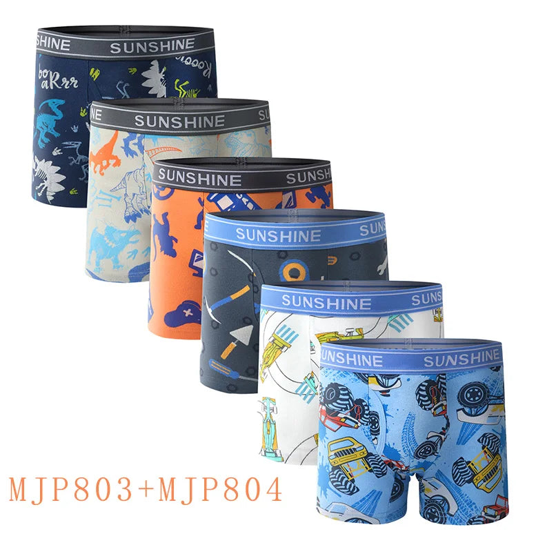6 Pcs Baby Toddler Boys' Underwear,  100% Cotton Kids Underwear, Little Boys Briefs Soft Dinosaur Boxer Briefs