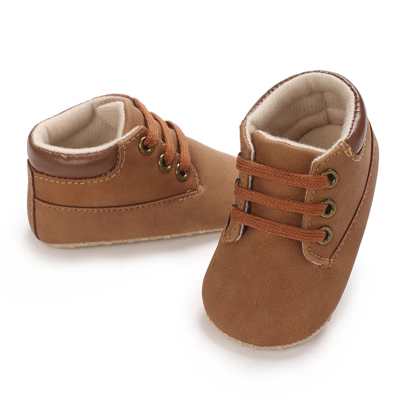 Fashionable 0-18M Boys and Girls' Shoes Classic Solid Color Leather Bottom Anti slip Preschool First Step Casual Sports Shoes